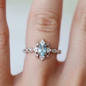 Vintage Aquamarine Sterling Silver Ring